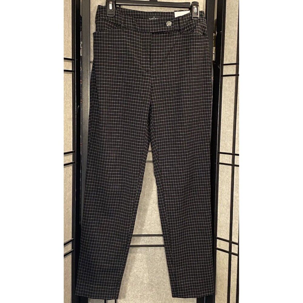 White House Black Market Black and White Tapered Grid Effortless Womens Sz 4 R
